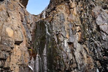 Rock formation, mountainous terrain. Ile-Alatau National Nature Park.