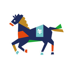 走る馬の素材　カラフル