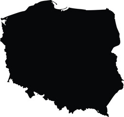 Silhouette Map of Poland Isolated on Transparent Background