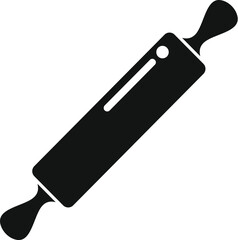 Black silhouette of a rolling pin, a kitchen utensil used for flattening dough or pastry