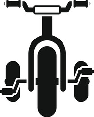 Simple icon of a tricycle viewed from the front, emphasizing the large front wheel and handlebars