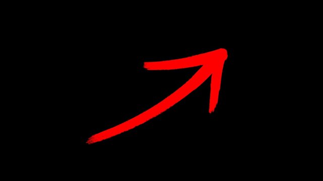 Red rough marker diagonal uplink pointer animation for UI tutorials presentations creative navigation element hand drawn motion graphics loop asset