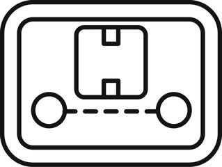 Parcel tracking app displaying box moving along route, symbolizing delivery progress and logistics
