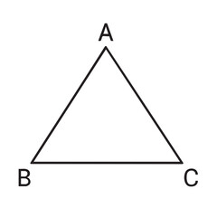 A simple illustration depicting a black triangle labeled with vertices a b and c for geometric study