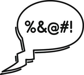 Hand drawn speech bubble is expressing censored swear words, using symbols instead of letters
