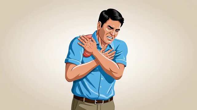 Man Experiencing Diverse Pain Symptoms Depicted Through Hand-Drawn Illustrations