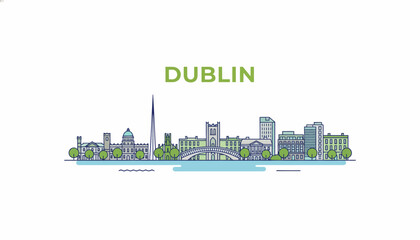 Dublin city skyline landmark illustration vector