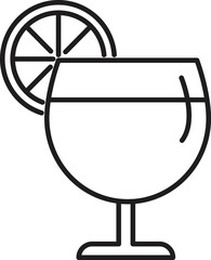 Fototapeta premium Simple line drawing of a cocktail glass with a citrus garnish, ideal for summer menus and promotions