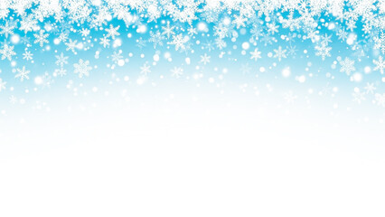 Falling Snowflakes on Blue and White Winter Gradient