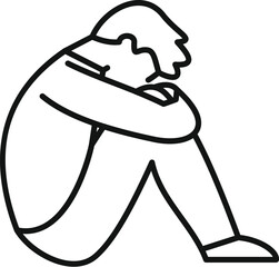 Person experiencing mental health issues, sitting curled up