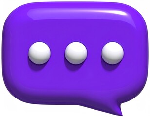 Glossy purple speech bubble with three white dots (1)