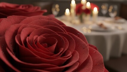 Romantic Red Rose with Candlelit Dinner Red Rose Candlelight Flowers