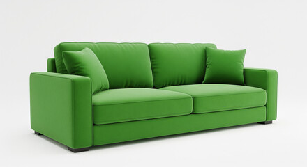 Vibrant Couch: A modern and inviting green couch, an essential element for a modern home. This image embodies comfort and style, ready for relaxation.