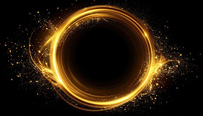 Golden ring of light, sparkles, around a dark void