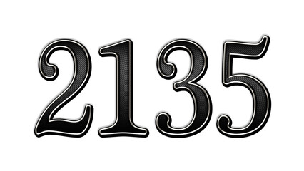 black metal 3d design of number 2135 on white background.