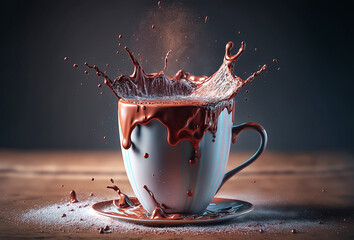 Cup of hot chocolate on the table. Generative AI