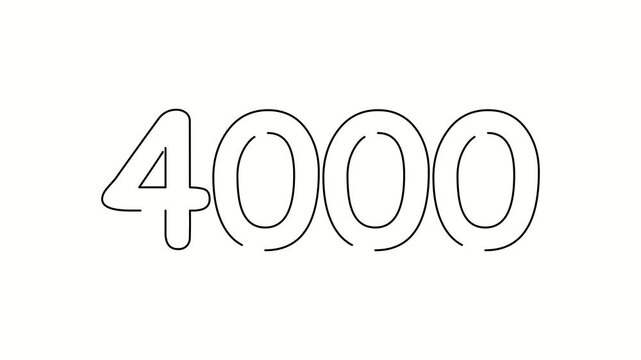4000 date, number object business. One line drawing doodle hand drawn picture. Video 4k  object illustration, minimalism hand drawn sketch design modern new