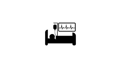 Medical illustration of nurse applying IV saline to patient, monitoring heart rate on monitor, healthcare treatment concept, patient care vector, hospital procedure design