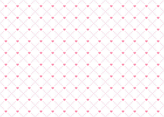 ハートのチェックパターン、格子状、ドット、背景素材