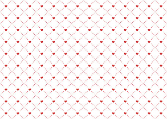 ハートのチェックパターン、格子状、ドット、背景素材