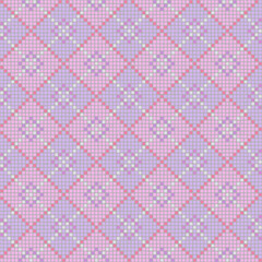 hand drawn squares. vector seamless pattern. pink, blue repetitive background. modern decorative art. geometric fabric swatch. embroidery template. textile design