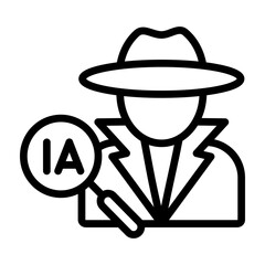 AI Fraud Detection Vector Line Icon Design