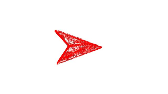 Red charcoal style cursor arrow animation for UI tutorials presentations creative navigation element rough sketch motion graphics loop asset