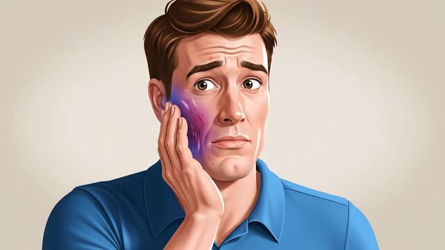 Man Experiencing Severe Toothache, Depicting Pain, Discomfort, and Facial Expressions in a Series