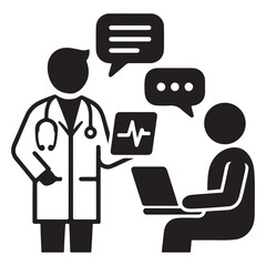 Telehealth Family Doctor Multiple Patients Silhouette