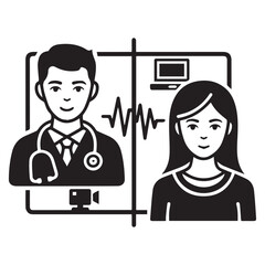 Online Follow-up Doctor Patient Telemedicine Vector