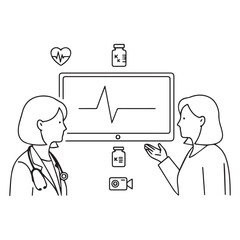 Telemedicine Tablet Doctor Patient Consultation Silhouette