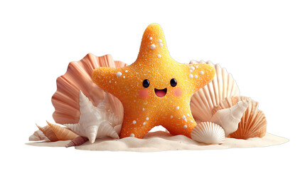Obraz premium sea shells and starfish isolated on white background 