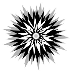 Abstract Starburst Design with Black and White Shapes
