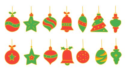 set of hanging Christmas ball vector elements