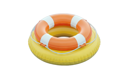 Life Rings Floating on White Background