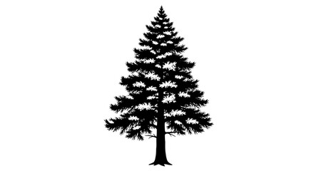 Pine Christmas tree Silhouette with Snow Effect