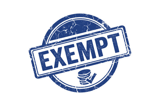 Exempt seal. Blue grunge rubber stamp with exempt text isolated on white background.