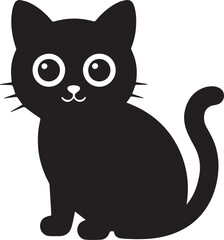 cat sitting silhouette simple flat design for logo and web use