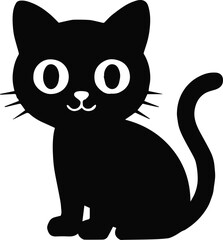 cat cartoon face large eyes nose smile and whiskers vector