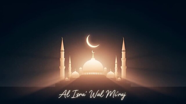 Al Isra Wal Miraj Islamic Background Video, Crescent Moon Mosque