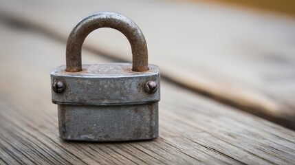  Metal padlock on wood, representing security and trust in a close-up view.