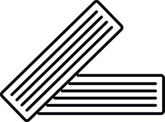 Two flat sticks of chewing gum in a simple outline vector