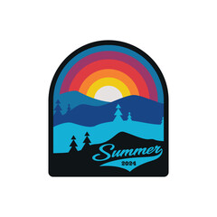 lanscape summer emblem design