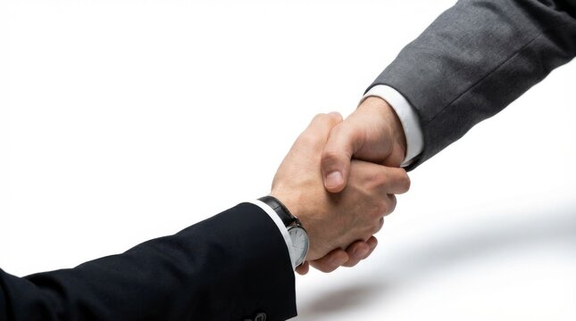 Businessmen Shake Hands in Agreement, Professional Business Meeting or Partnership, Corporate Deal