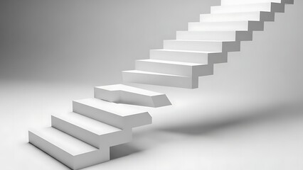 Stairway to the sky concept of success with a 3D rendered staircase and light for growth achievement
