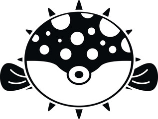 Pufferfish icon with spikes and spots representing aquatic danger or sea creature