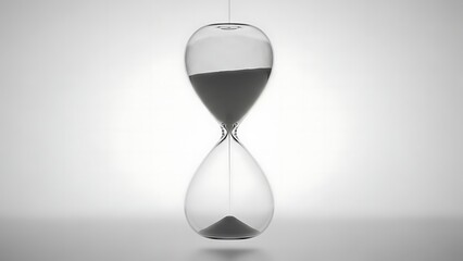 Hourglass with flowing sand on a black background