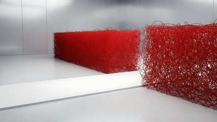 Red paint roller with bright red paint on a clean white background