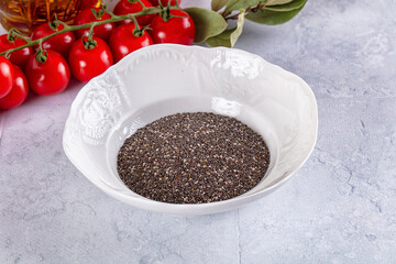 Vegan superfood dry chia seeds