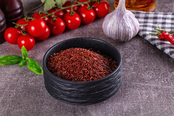 Asian organic red raw rice